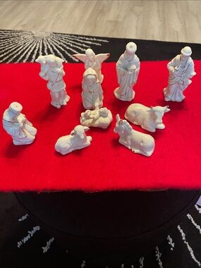 White Ceramic Nativity Figurine Set - Holiday Decor